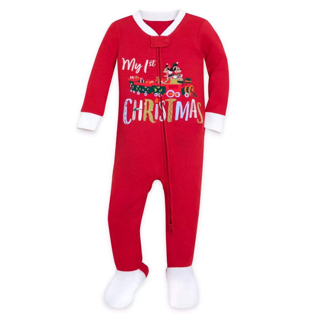 NEW Disney Baby "My First Christmas" Footie Pajamas Red 6-9 Months